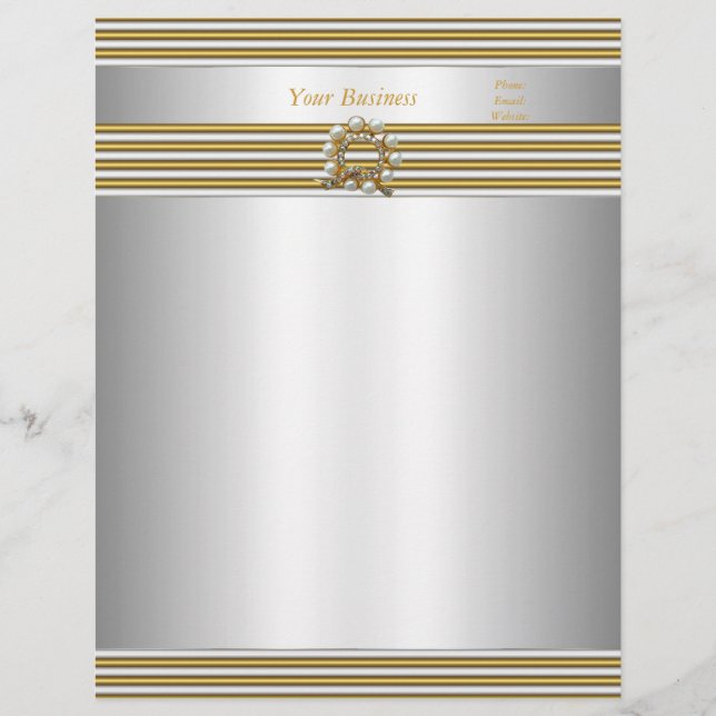 Letterhead Elegant Gold Silver White Pearl Briefbogen (Vorderseite)
