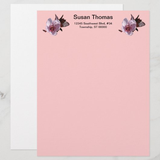Letterhead - Pflaumenblüten Briefbogen (Vorne/Hinten)
