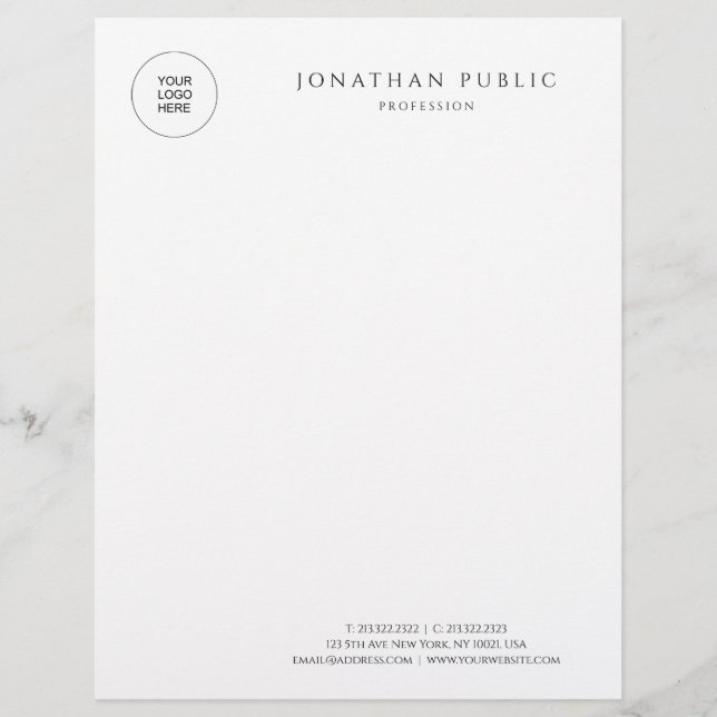 Letterhead Schwarzweiß und Weiß modern Minimalisti Briefbogen (Vorderseite)
