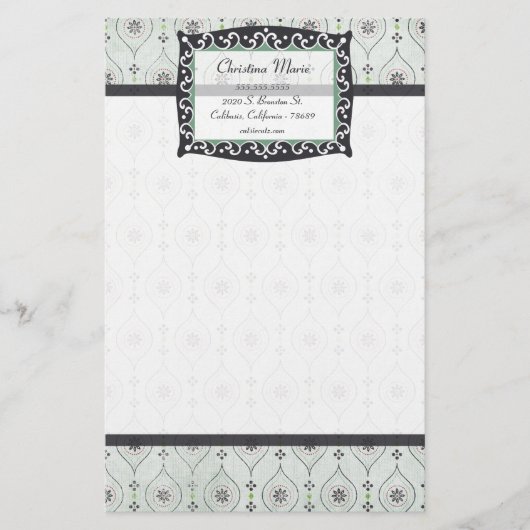 Letterhead Stationery Blue Blume Muster Briefpapier (Vorderseite)