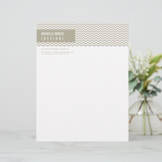 LETTERHEAD Trendy fett Zickzack Streifen taupe Briefbogen (Stehend Vorderseite)