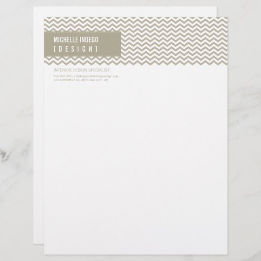 LETTERHEAD Trendy fett Zickzack Streifen taupe Briefbogen (Vorne/Hinten)