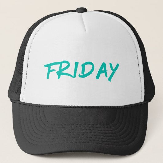 Lettering Design ‘Friday’ in Turquoise Truckerkappe (Vorderseite)