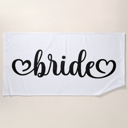 Lettering Hearts Bride Strandtuch (Vorderseite)