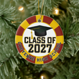 Letterman Abschlussjahrgang 2027 Foto Abschlussfei Keramik Ornament