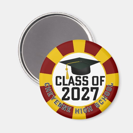Letterman Abschlussklasse 2027 Abitur Magnet (Vorderseite/Rückseite)