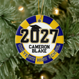 Letterman-Abschlussklasse 2027 Foto-Abschlussfeier Keramik Ornament