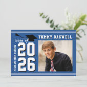 LETTERMAN ABSOLVENT BLAU Ankündigung & Einladung (Stehend Vorderseite)