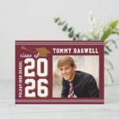 LETTERMAN ABSOLVENT MAROON Ankündigung & Einladung (Stehend Vorderseite)