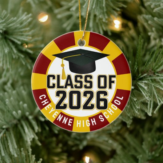 Letterman Class of 2026 Foto Abschluss Keramik Ornament (Baum)