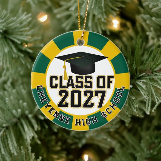 Letterman Class of 2027 Photo Graduation Keramik Ornament (Baum)