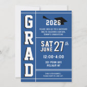 LETTERMAN GRAD BLUE Announcement & Invitation Einladung (Rückseite)