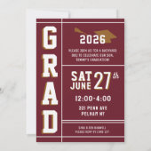 LETTERMAN GRAD MAROON Announcement & Invitation Einladung (Rückseite)