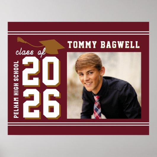 LETTERMAN GRAD school colors MAROON  Poster (Vorne)