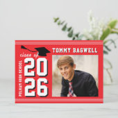 LETTERMAN GRAD School Colors RED  Einladung (Stehend Vorderseite)