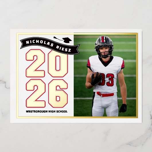 Letterman Graduation Announcement Folieneinladung (Vorderseite)