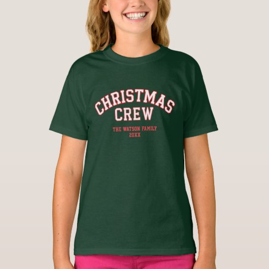 Letterman Weihnachtskollegium Familienname der Cre T-Shirt (Vorderseite)