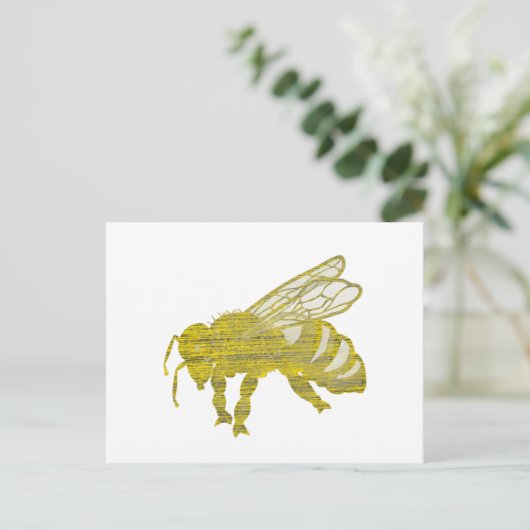 Letterpress Bee Postkarte (Stehend Vorderseite)