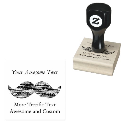 Letterpress-Ish Mustache (oder andere Grafik) Cust Gummistempel (Stempel)