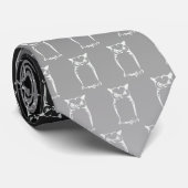 Letterpress Owl (Schnee) strahlend Krawatte (Gerollt)