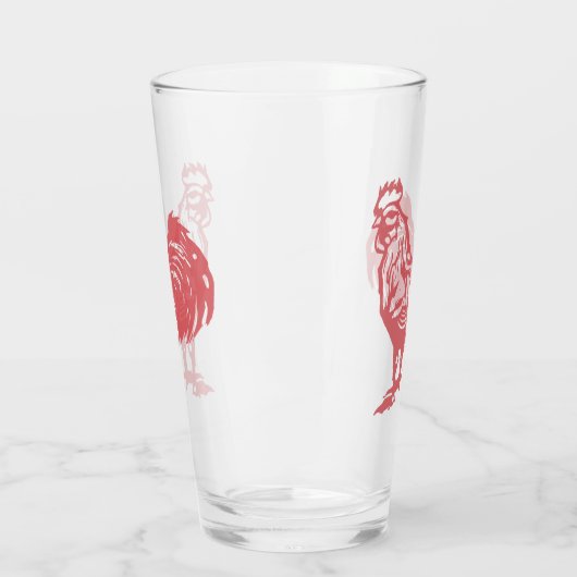 Letterpress-Rot-Roost Glas (Links)