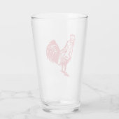 Letterpress-Stil Roter Hahn Glas (Rückseite)