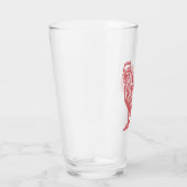 Letterpress-Stil Roter Hahn Glas (Rechts)