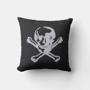 Letterpress Style Piratenflagge Weichschwarz Kissen
