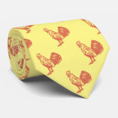 Letterpress Style Red Rooster Krawatte (Gerollt)