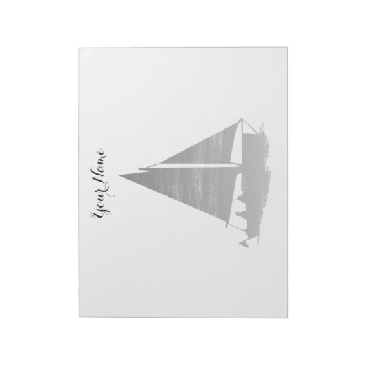 Letterpress Style Sailboat Notizblock (Rotiert)