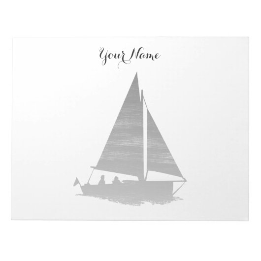 Letterpress Style Sailboat Notizblock (Vorderseite)