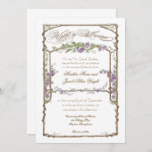 Letterpress Style Vintage Imitate Bois Trellis Lil Einladung (Vorne/Hinten)