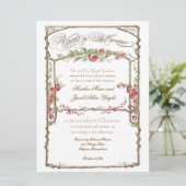 Letterpress Style Vintage Imitate Bois Trellis - R Einladung (Stehend Vorderseite)