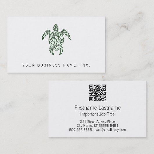 Letterpress Tribal Style Turtle Business Card Visitenkarte (Vorne/Hinten)
