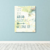 Letterpress USA Map Leinwanddruck (Insitu (Holzboden))