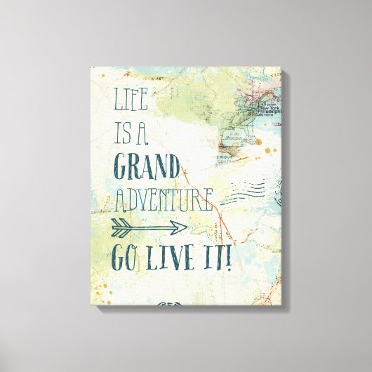 Letterpress USA Map Leinwanddruck (Vorderseite)