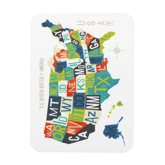 Letterpress USA Map Magnet (Vertikal)