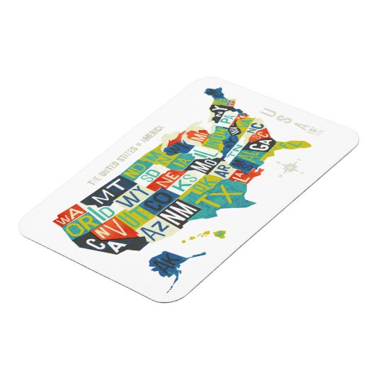Letterpress USA Map Magnet (Linke Seite)