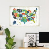 Letterpress USA Map Poster (Heimbüro)