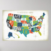 Letterpress USA Map Poster (Vorne)