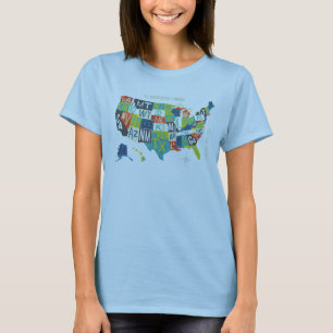 Letterpress USA Map T-Shirt