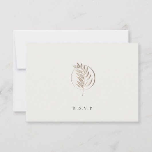Letterpress Zweig Elfenbein Hochzeitessen Wahl UAW RSVP Karte (Vorderseite)