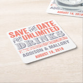 Letterprint unbegrenzter Getränk-Save the Date Rechteckiger Pappuntersetzer (angewinkelt)