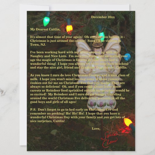 Letters from Santa Gold Angel Lights Name (Vorderseite)
