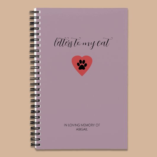 Letters to My Cat in Heaven Memorial Journal Plum Notizblock