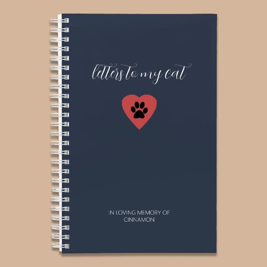 Letters to My Cat Memorial Journal Muted Navy Notizblock