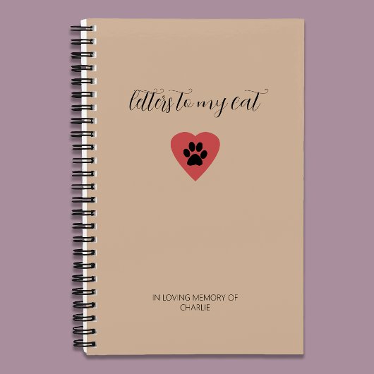 Letters to My Cat Memorial Journal Warm Beige Notizblock