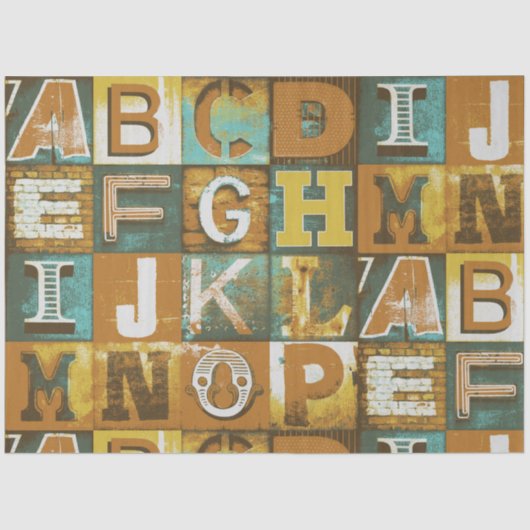 Letters Typografy Retro Decoupage Tissue Paper Seidenpapier (Vorderseite)