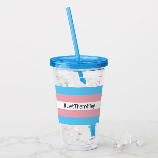 #LetThemPlay Transgender Athleten - Trans-Flagge Acryltrinkbecher (Vorderseite Ice)