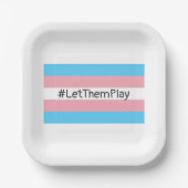 #LetThemPlay Transgender Athleten - Trans-Flagge Pappteller (Vorderseite)